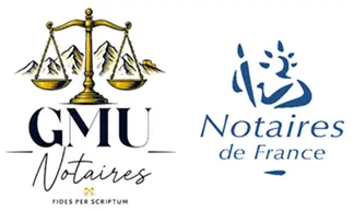 Logos associés GMU Notaires membre des Notaires de France. Lien vers le site notaires.fr