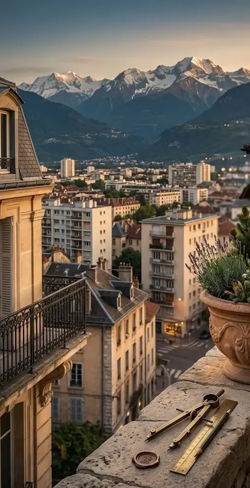 Représentation fictive de Grenoble laissant apparaitre le centre Haussmannien pour illustrer l'évolution des prix immobiliers sur Grenoble