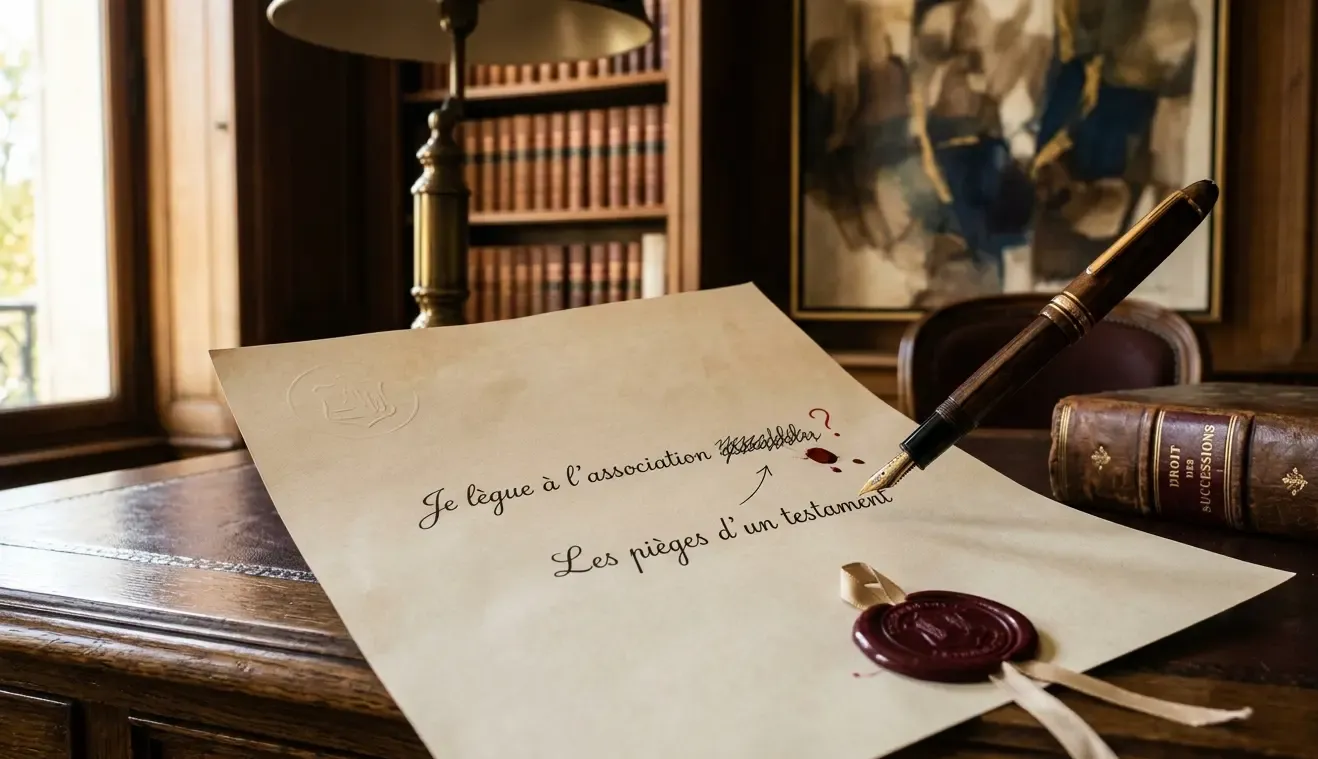 Rédaction d'un testament authentique chez le notaire pour protéger ses volontés et organiser un legs à une association