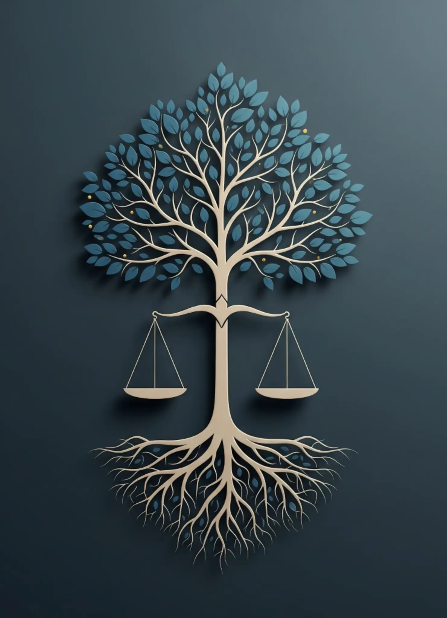 Représentation stylisée d'un arbre patrimonial, les racines fermement encrées et les feuilles en pleine santé grace aux conseils de GMU Notaires Grenoble