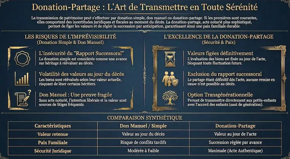 Illustration du gel des valeurs en donation-partage